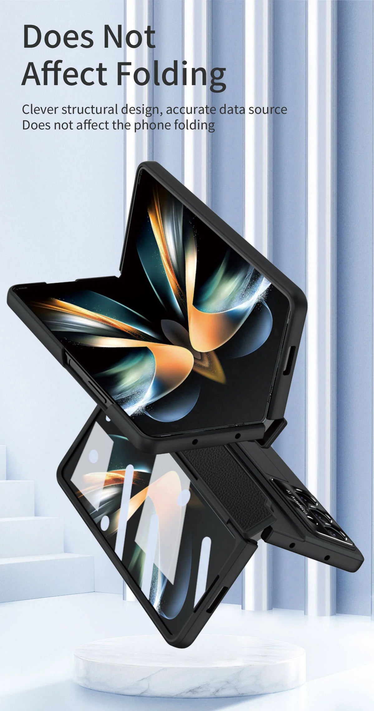 For Samsung Galaxy Z Fold 7 6 5 4 5G With Screen Protect Glass Film Luxury Leather One-Piece Plating Stand Hinge Shockproof Case