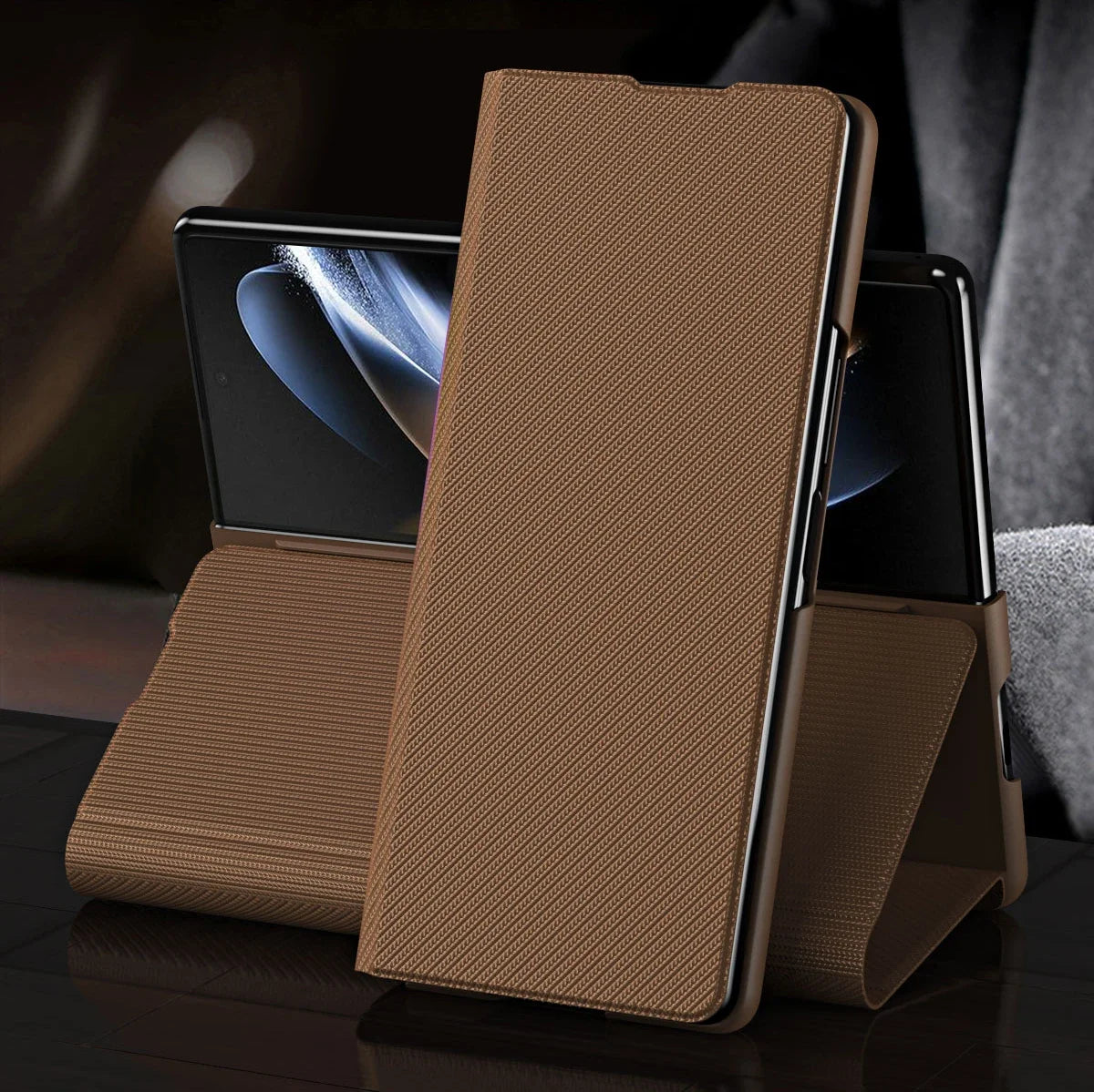 Anti-Fingerprint Leather Case for Samsung Galaxy Z Fold 7 6 5 4 5G Fold7 Fold3 Fold5 Fold4 Fold 3 2 Fold2 fold6 Cover Capa