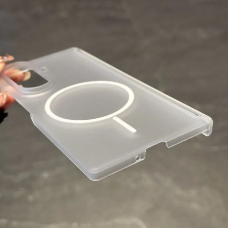 Transparent For Magsafe Magnetic Center Axis Case For Samsung Galaxy ZFold 7 Z Fold Flip 5 6 4 Hard Matte Thin Shockproof Cover