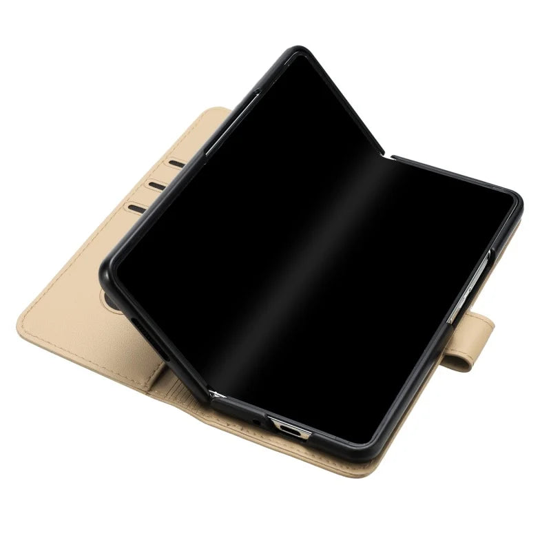 Luxury Magnetic Leather Wallet Card Phone Case for Samsung Galaxy Z Fold 6 5 4 3 Fold6 Fold5 Flip Purse Holder Cover Back Bag
