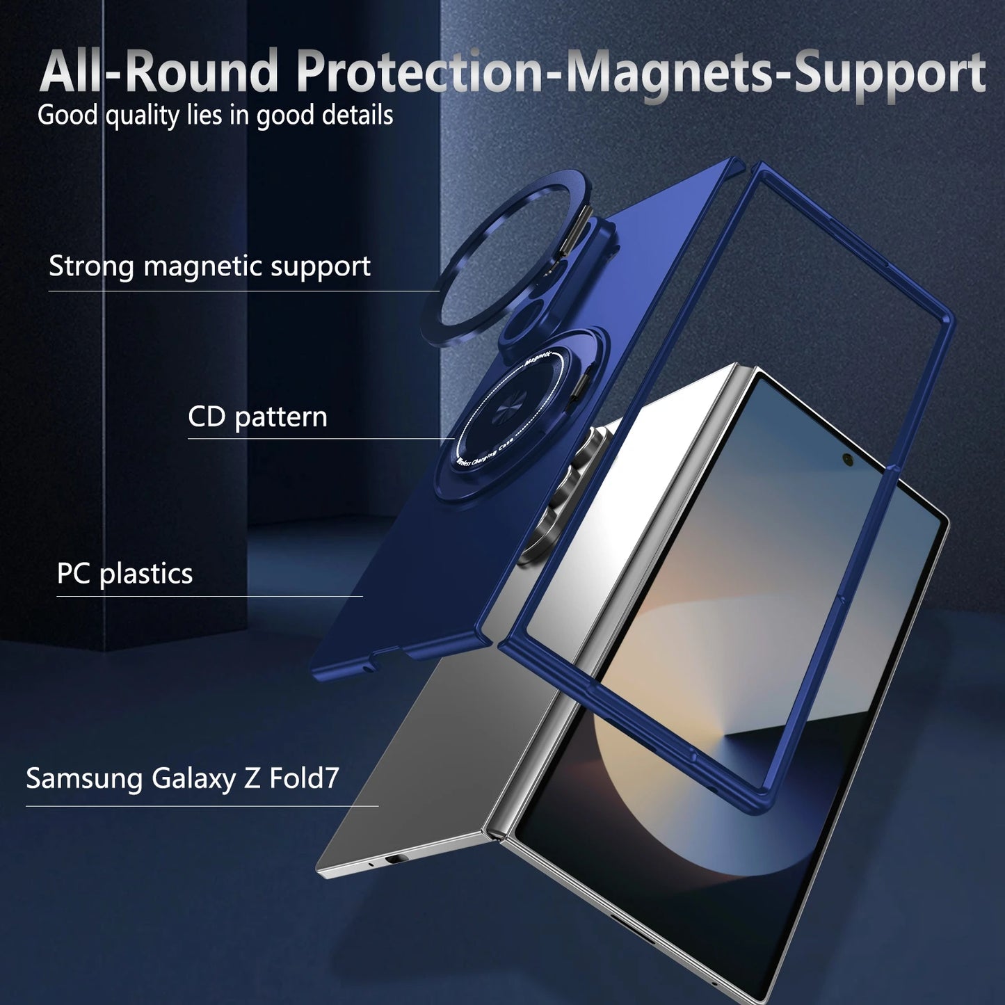 Luxury Military Armor Solid Color Magnetic 360 Bracket Phone Case For Samsung Z Fold 7 6 5 4 3 Wireless Charge Shockproof Cover