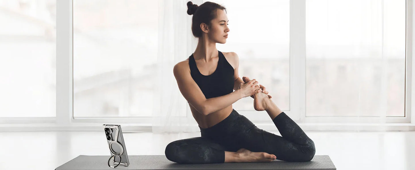 Oatsbasf Magnetic Phone Case for Samsung Galaxy Z Fold 6 5 Metal Slim Phone Protective Cover Shell with 360° Rotatable Stand