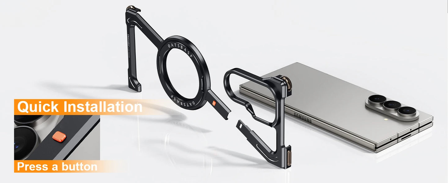 Oatsbasf Z Case for Samsung Galaxy Z Fold 7 Bumper Case with 360° Rotatable Magnetic Metal Kickstand,Frameless Minimalist Cover