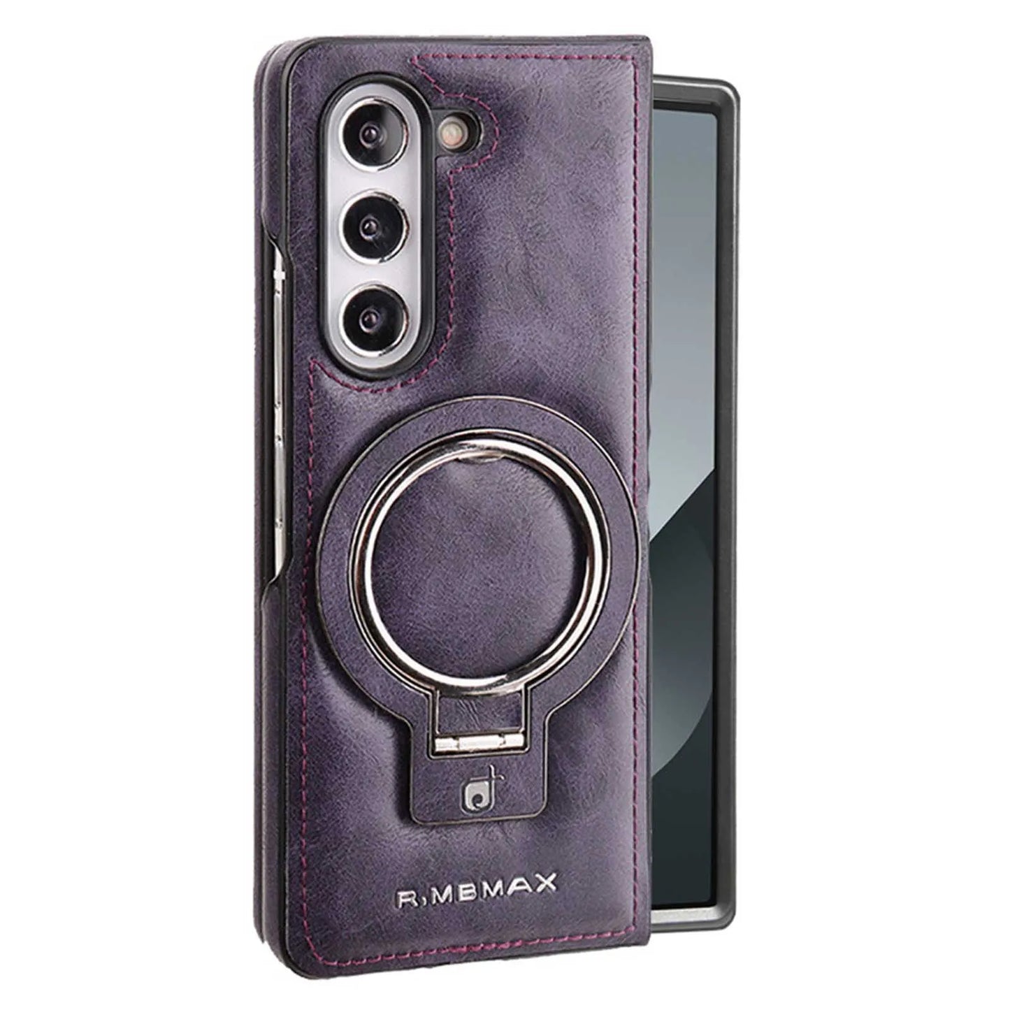 Electroplated Leather  Phone Case for Samsung Galaxy Z Fold 7 ZFold 6 5 4 3 Bracket Magnetic Wireless Charging Protective Cover