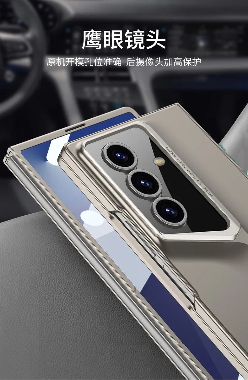 Fine Hole Matte PC Phone Case + Steel Film for Samsung Galaxy Z Fold 7 Zfold 6 5 4 Ultrathin Full Coverage Protective Hard Cover