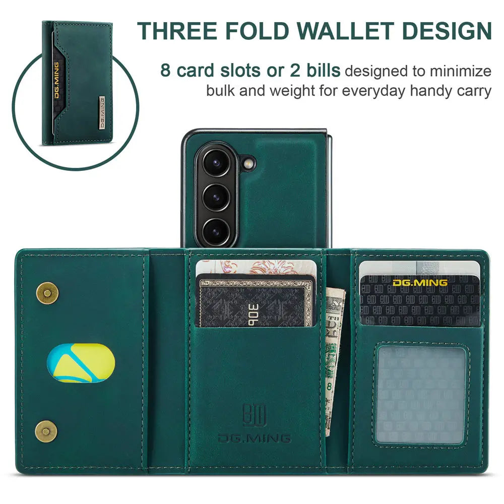 2 in 1 Magnetic Vintage Wallet Cards Slot Leather Case For Samsung Galaxy Z Fold 6 7 Fold 5 Fold 4 3 Shockproof Cover