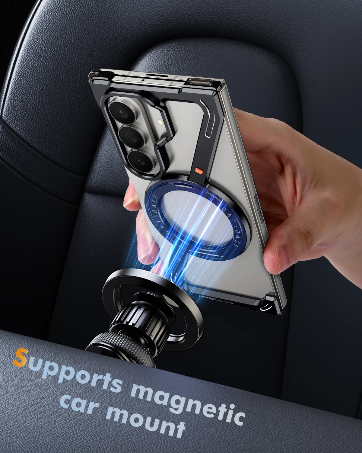 Oatsbasf Z Case for Samsung Galaxy Z Fold 7 Bumper Case with 360° Rotatable Magnetic Metal Kickstand,Frameless Minimalist Cover