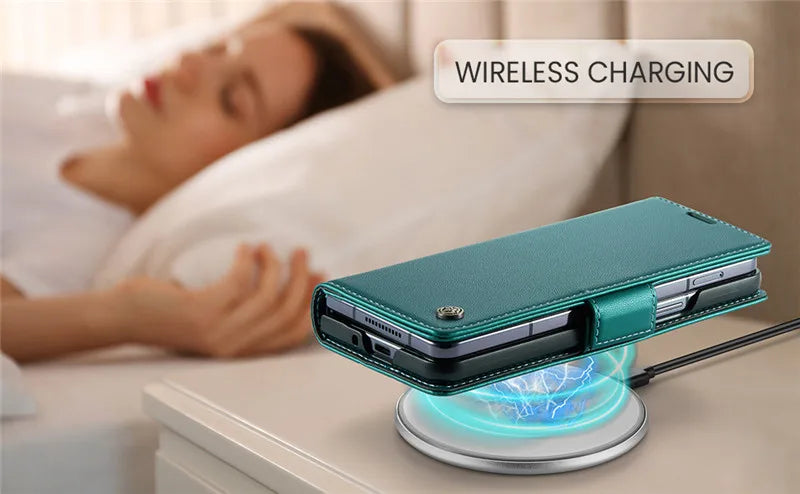 Luxury Magnetic Leather Wallet Multi Card Phone Case for Samsung Galaxy Z Fold 7 6 5 Fold6 Fold5 Shockproof Stand Cover Back Bag