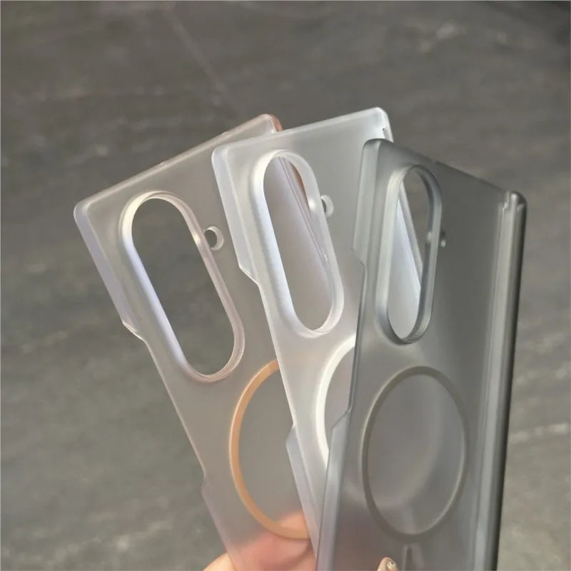 Transparent For Magsafe Magnetic Center Axis Case For Samsung Galaxy ZFold 7 Z Fold Flip 5 6 4 Hard Matte Thin Shockproof Cover