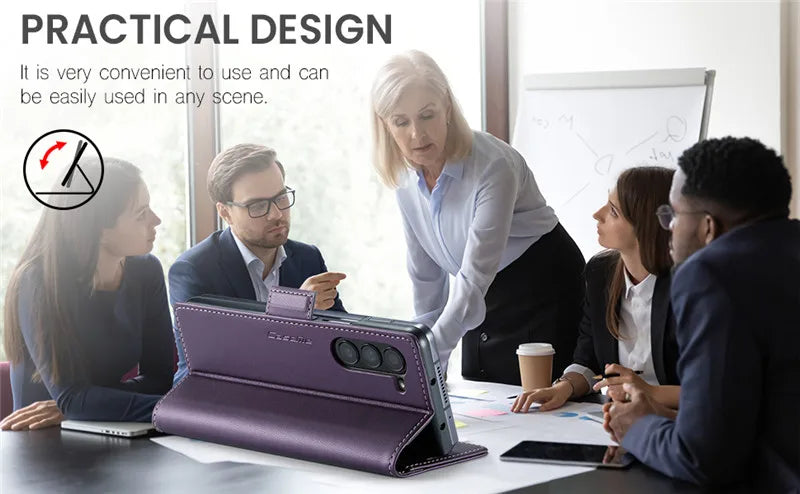 Luxury Magnetic Leather Wallet Multi Card Phone Case for Samsung Galaxy Z Fold 7 6 5 Fold6 Fold5 Shockproof Stand Cover Back Bag