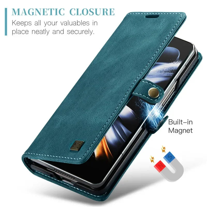 Retor Magnetic Leather Wallet Card Slots Phone Case for Samsung Galaxy Z Fold 7 6 5 4  Fold6 Fold5 Fold4 Flip Stand Cover Bag