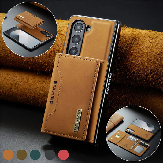2 in 1 Magnetic Vintage Wallet Cards Slot Leather Case For Samsung Galaxy Z Fold 6 7 Fold 5 Fold 4 3 Shockproof Cover