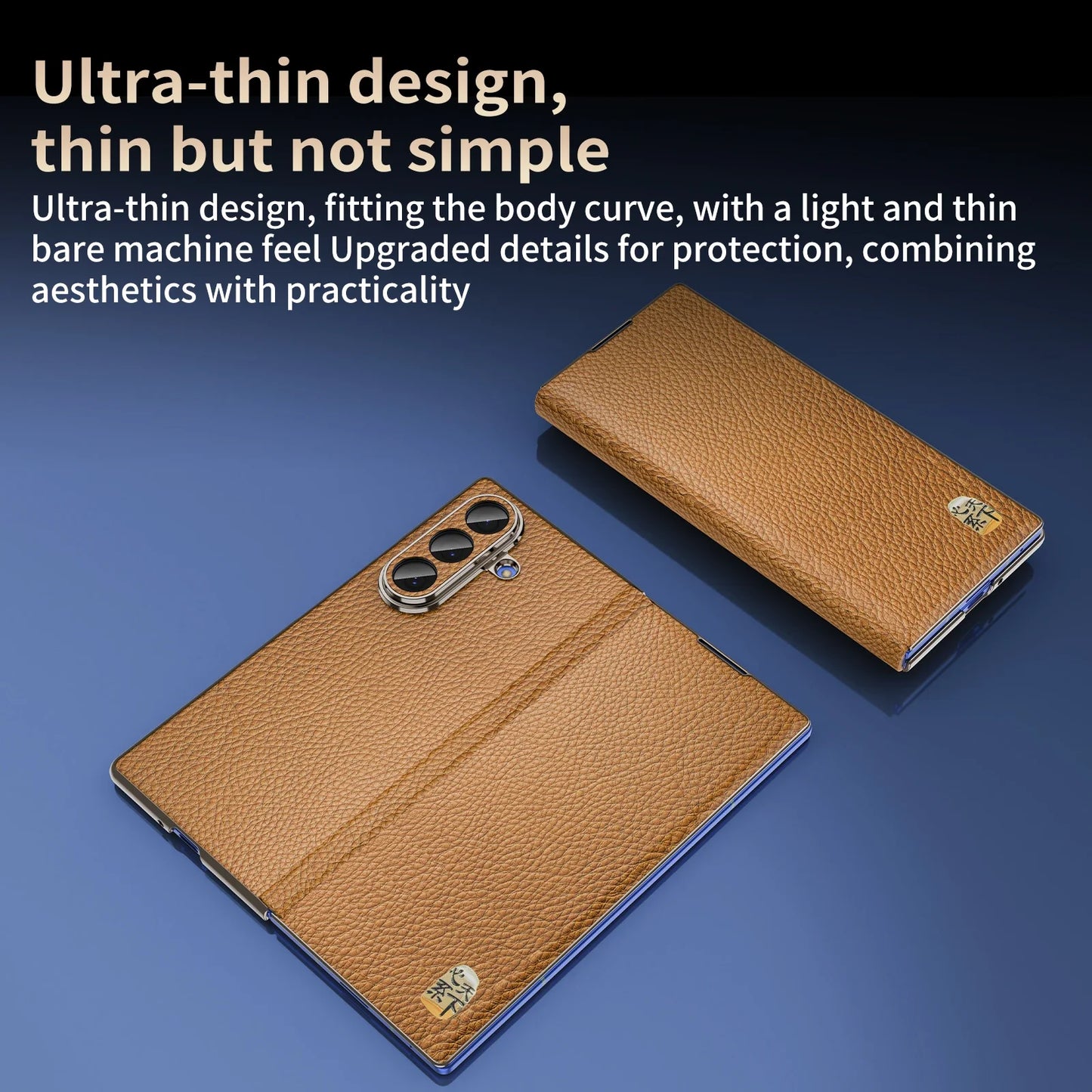 Genuine Cowhide Leather Phone Case for Samsung Galaxy Z Fold 7 Fold6 5 W24 W25 Fine Hole Lens Bumper Magnetic Suction Edge Cover