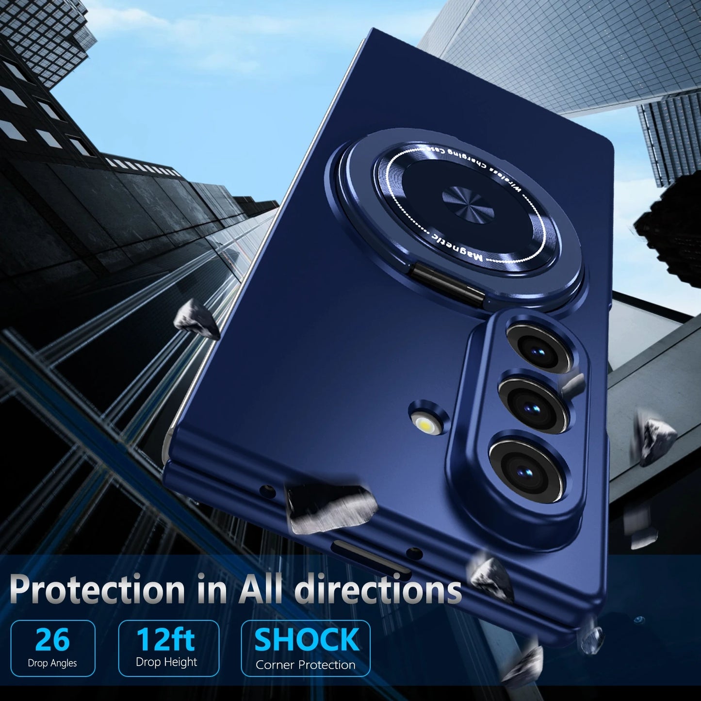 Luxury Military Armor Solid Color Magnetic 360 Bracket Phone Case For Samsung Z Fold 7 6 5 4 3 Wireless Charge Shockproof Cover