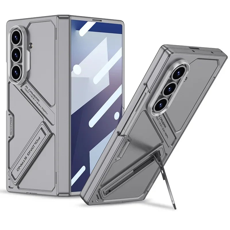 Magnetic Invisible Bracket Phone Case for Samsung Galaxy Z Fold 7 Fold7 Hinge/Screen Protection Film Slim Shockproof Hard Cover
