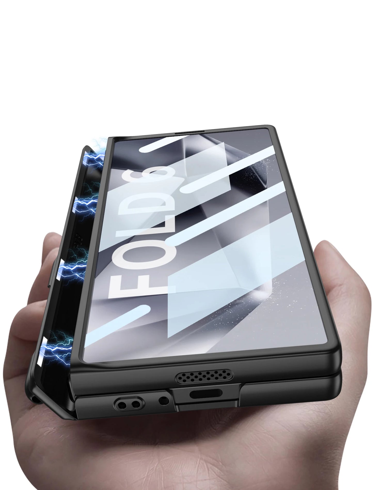 Hinge Protection Magnetic Pen Slot Cover For Samsung Galaxy Z Fold 6 5 4 3 5G Case Luxury Stand Hard PC Cover for Fold5 Fold6