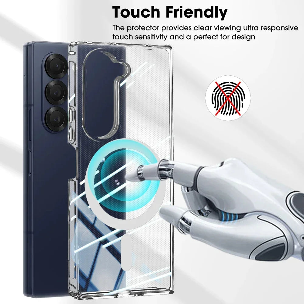 Magnetic Phone Case For Samsung Galaxy Z Fold 6 7 Clear Shockproof Cover Wireless Charging for Magsafe Shell For Z Fold7 Fold6