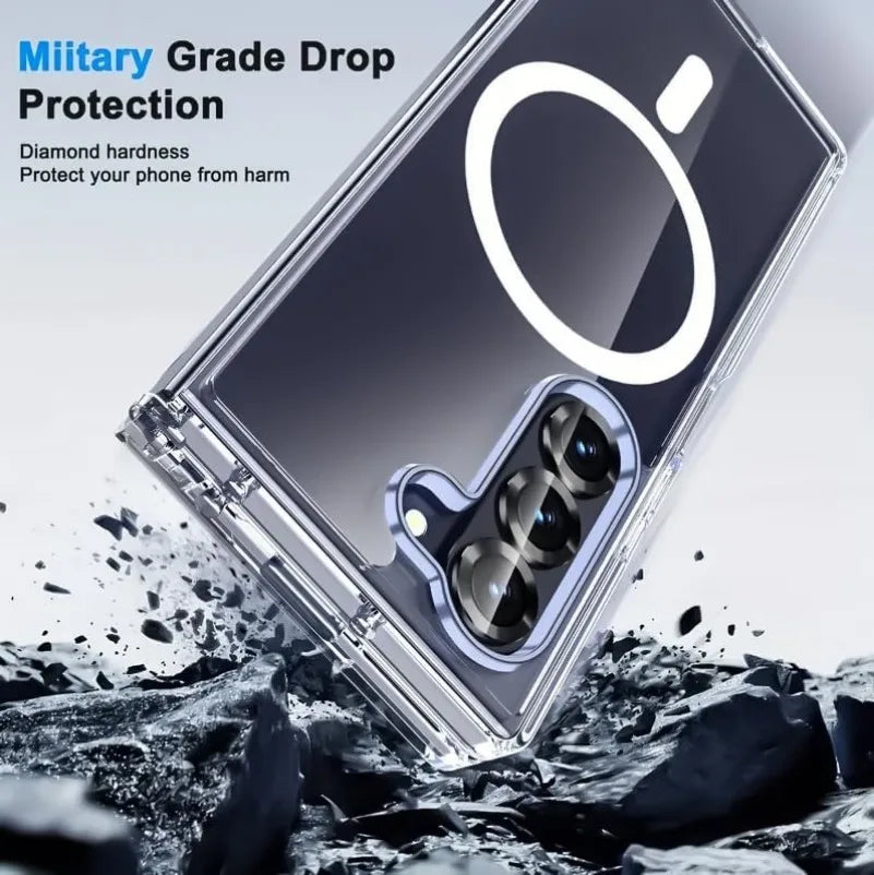 For Samsung Z Fold 7 Magsafe Case Luxury Transparent PC TPU Magnetic Wireless Charging Cover for Samsung Galaxy Z Fold 7 6 5 4 3