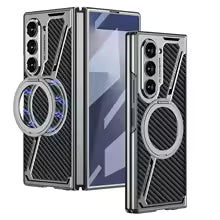 Electroplating Magnetic Case for Z Fold 7/6 – Wireless Charging & Thin Leather