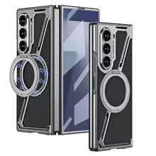 Electroplating Magnetic Case for Z Fold 7/6 – Wireless Charging & Thin Leather