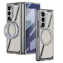 Electroplating Magnetic Case for Z Fold 7/6 – Wireless Charging & Thin Leather