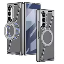 Electroplating Magnetic Case for Z Fold 7/6 – Wireless Charging & Thin Leather