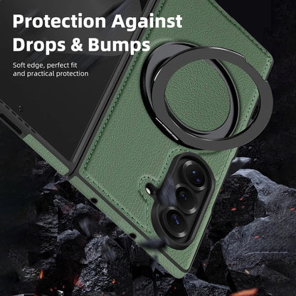 Ring Stand Magsafe Leather Case For Samsung Galaxy Z Fold 7 6 5 4 3 Z Fold7 Phone Case Magnetic Phone Cover Wireless Charging