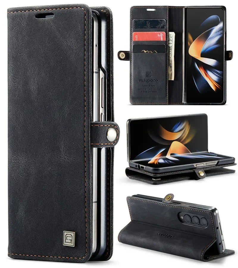 Retor Magnetic Leather Wallet Card Slots Phone Case for Samsung Galaxy Z Fold 7 6 5 4  Fold6 Fold5 Fold4 Flip Stand Cover Bag