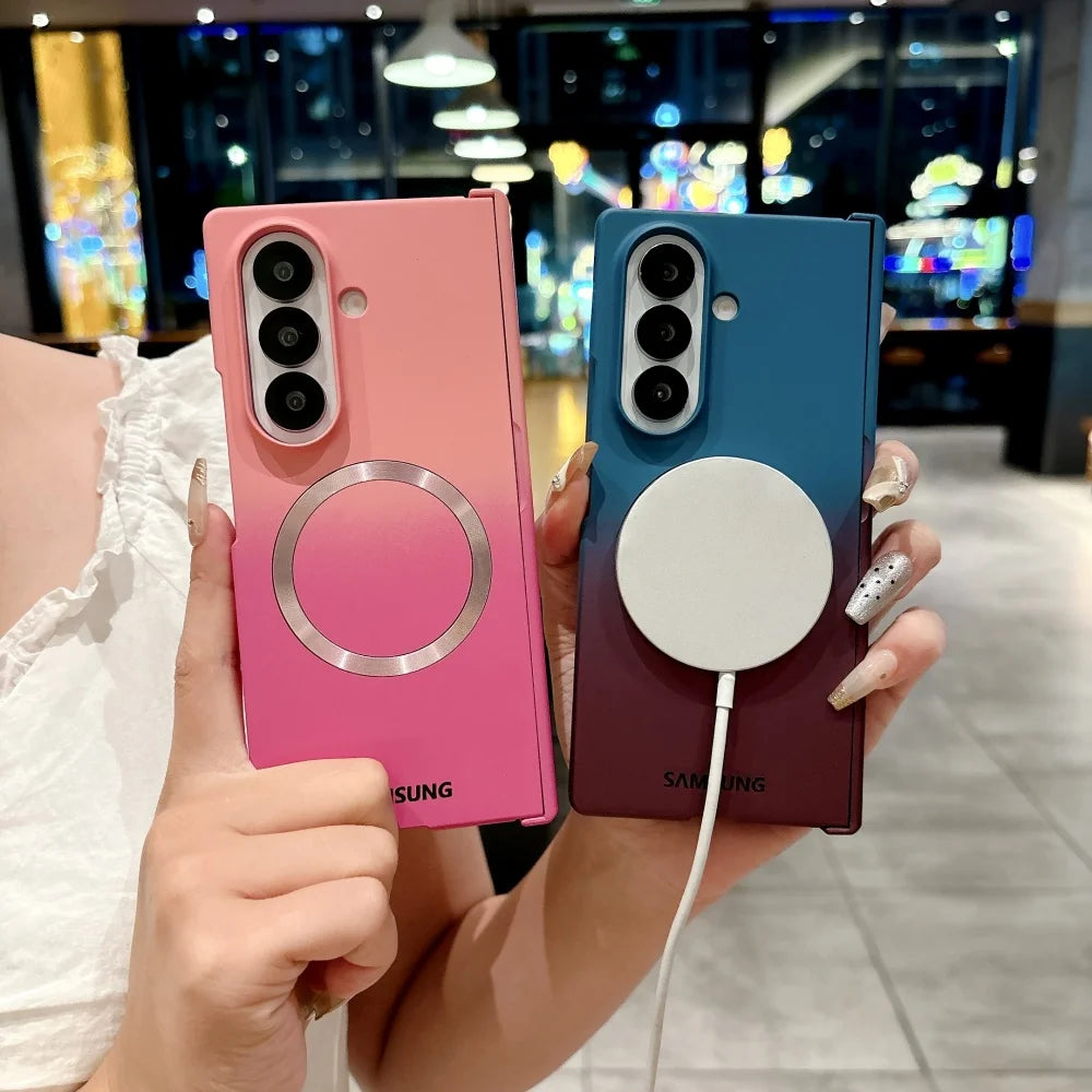 Matte Ultra Slim Liquid Silicone For Magsafe Wireless Charge Fold Phone Case For Samsung Z Fold 7 6 5 4 3 Anti Drop Bumper Cover