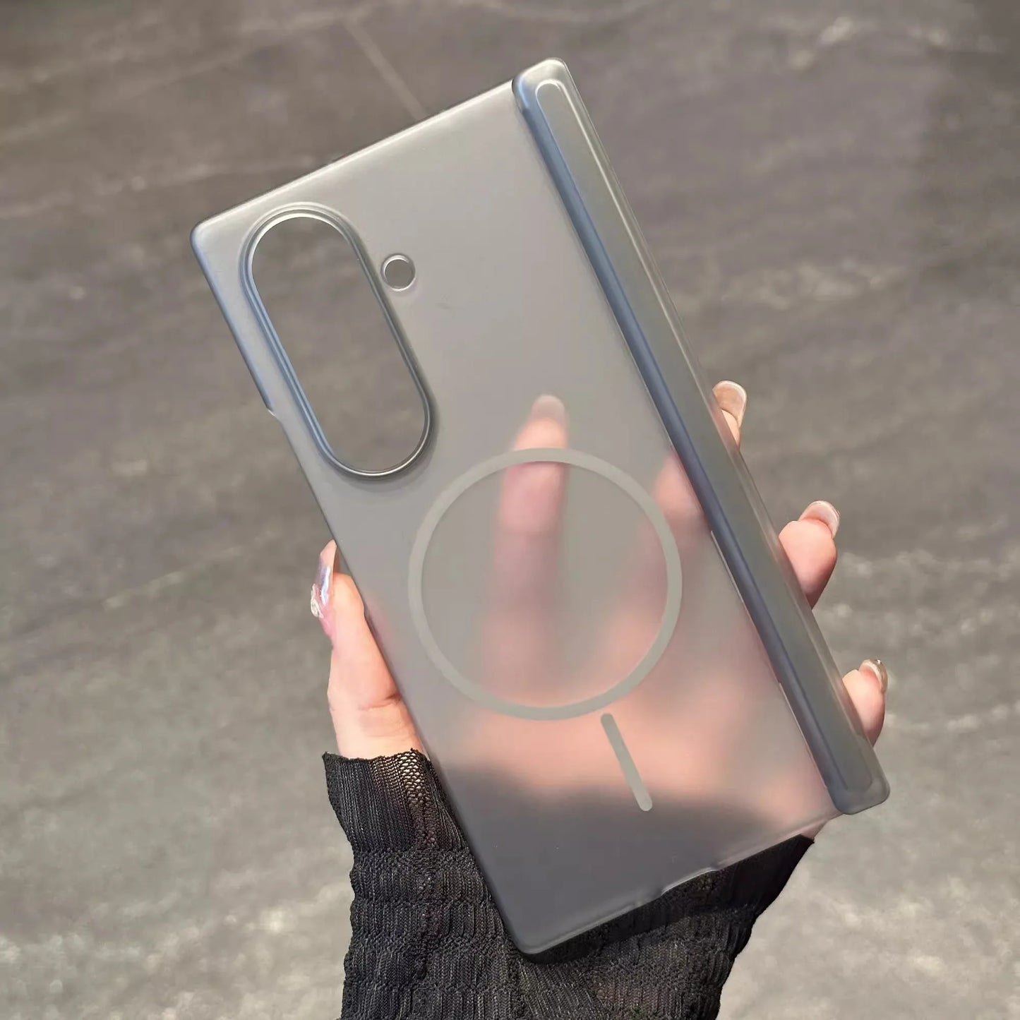 Transparent For Magsafe Magnetic Center Axis Case For Samsung Galaxy ZFold 7 Z Fold Flip 5 6 4 Hard Matte Thin Shockproof Cover