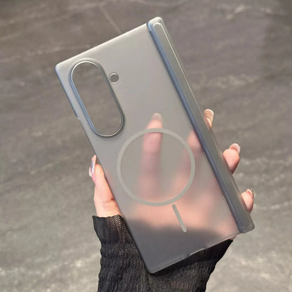Transparent For Magsafe Magnetic Center Axis Case For Samsung Galaxy ZFold 7 Z Fold Flip 5 6 4 Hard Matte Thin Shockproof Cover