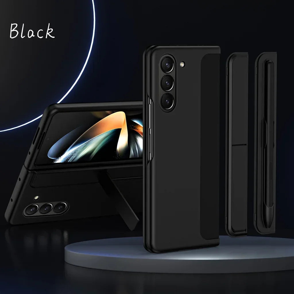Invisible Bracket Stand Shockproof Phone Case For Samsung Galaxy Z Fold 7 ZFold 6 5 4 3 Protective Full Cover+Pen Slot Holder