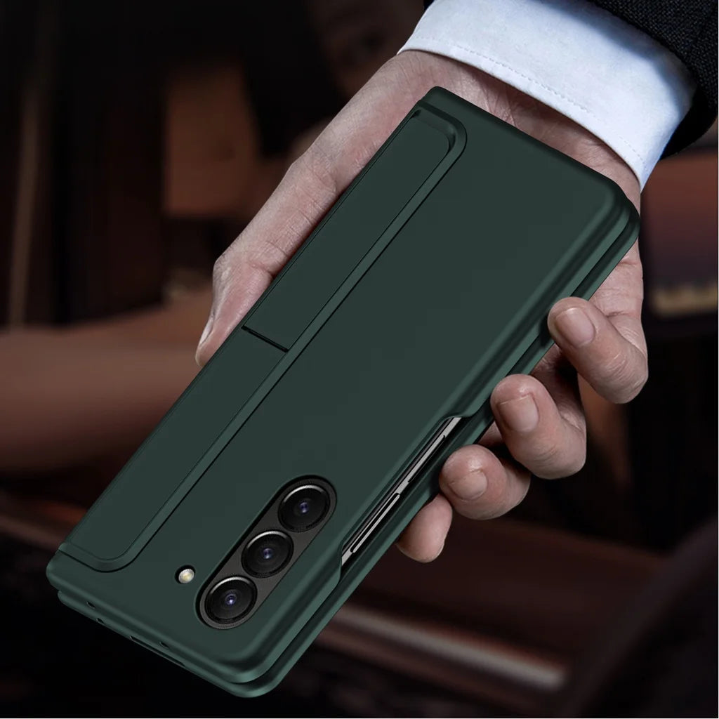 Invisible Bracket Stand Shockproof Phone Case For Samsung Galaxy Z Fold 7 ZFold 6 5 4 3 Protective Full Cover+Pen Slot Holder