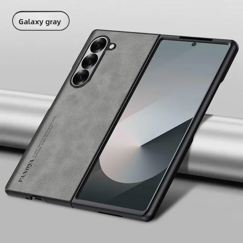 Luxury Sheepskin Leather TPU Camera Protect Sheepskin Fold Soft Phone Case for Samsung Galaxy Z Fold 7 6 5 4 3 Skin Feel Cover
