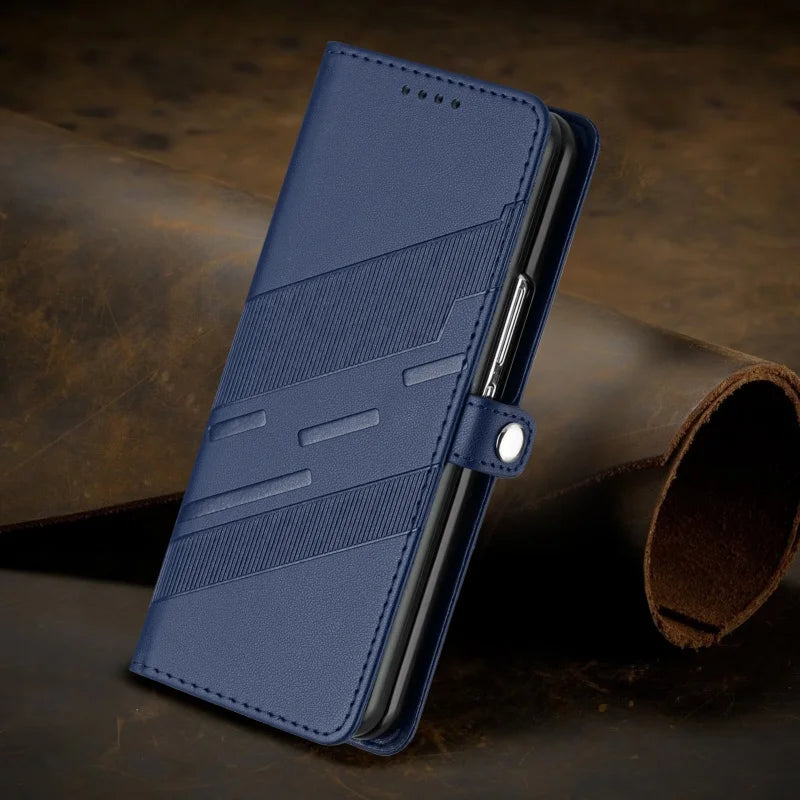 Thin Suede Leather Purse Phone Case for Samsung Galaxy Z Fold 7 6 5 4 3 Fold6 Fold5 Fold4 Fold3 Flip Stand Wallet Card Cover Bag
