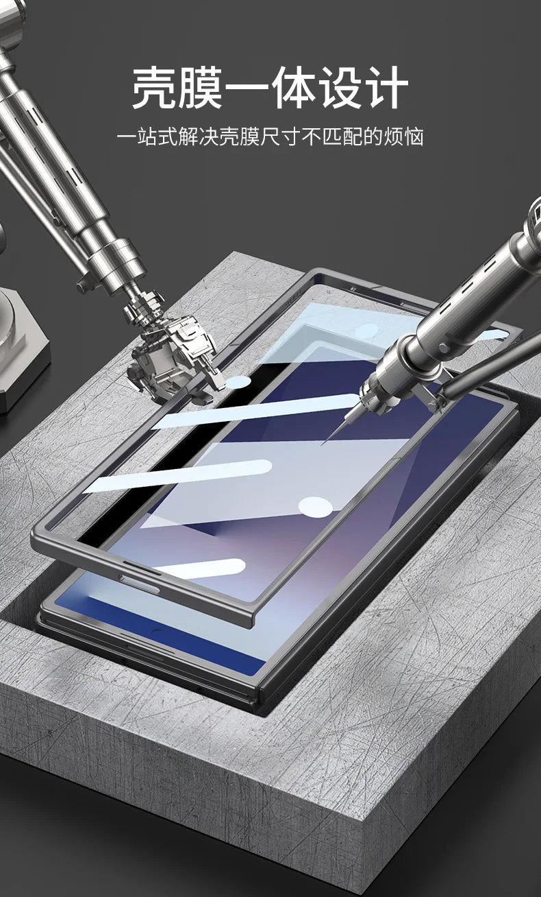 Fine Hole Matte PC Phone Case + Steel Film for Samsung Galaxy Z Fold 7 Zfold 6 5 4 Ultrathin Full Coverage Protective Hard Cover