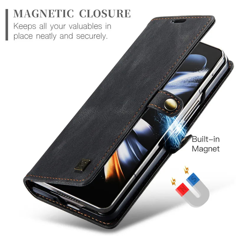 Retor Magnetic Leather Wallet Card Slots Phone Case for Samsung Galaxy Z Fold 7 6 5 4  Fold6 Fold5 Fold4 Flip Stand Cover Bag