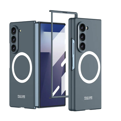 Matte Skin Feeling Magnetic Case For Samsung Galaxy Z Fold 7 3 4 5 6 Rotating bracket Magsafe Wireless Charger Slim PC Cover