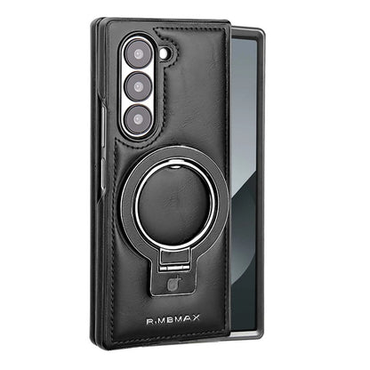 Electroplated Leather  Phone Case for Samsung Galaxy Z Fold 7 ZFold 6 5 4 3 Bracket Magnetic Wireless Charging Protective Cover