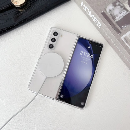 Transparent for Magsafe Magnetic Case for Samsung Galaxy Z Fold 6 5 4 3 7 Wireless Charging Clear Hard Acrylic Shockproof Cover