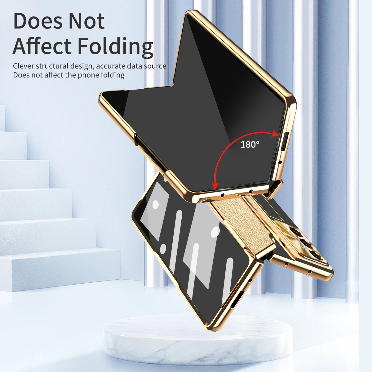 For Samsung Galaxy Z Fold 7 6 5 4 5G With Screen Protect Glass Film Luxury Leather One-Piece Plating Stand Hinge Shockproof Case