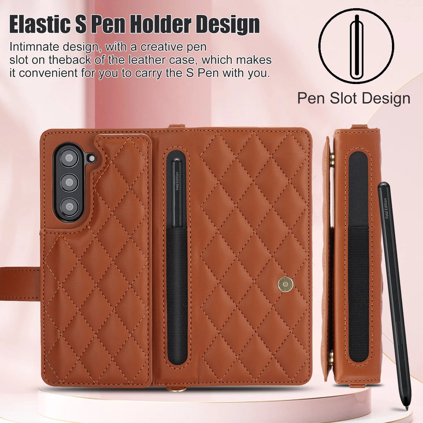 Ring Leather Zipper Wallet Card Slot Phone Case for Samsung Galaxy Z Fold 7 6 5 4 3 Shock Proof Flip Purse Holder Cover Hoesje