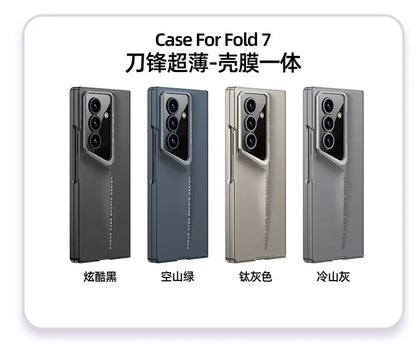 Fine Hole Matte PC Phone Case + Steel Film for Samsung Galaxy Z Fold 7 Zfold 6 5 4 Ultrathin Full Coverage Protective Hard Cover