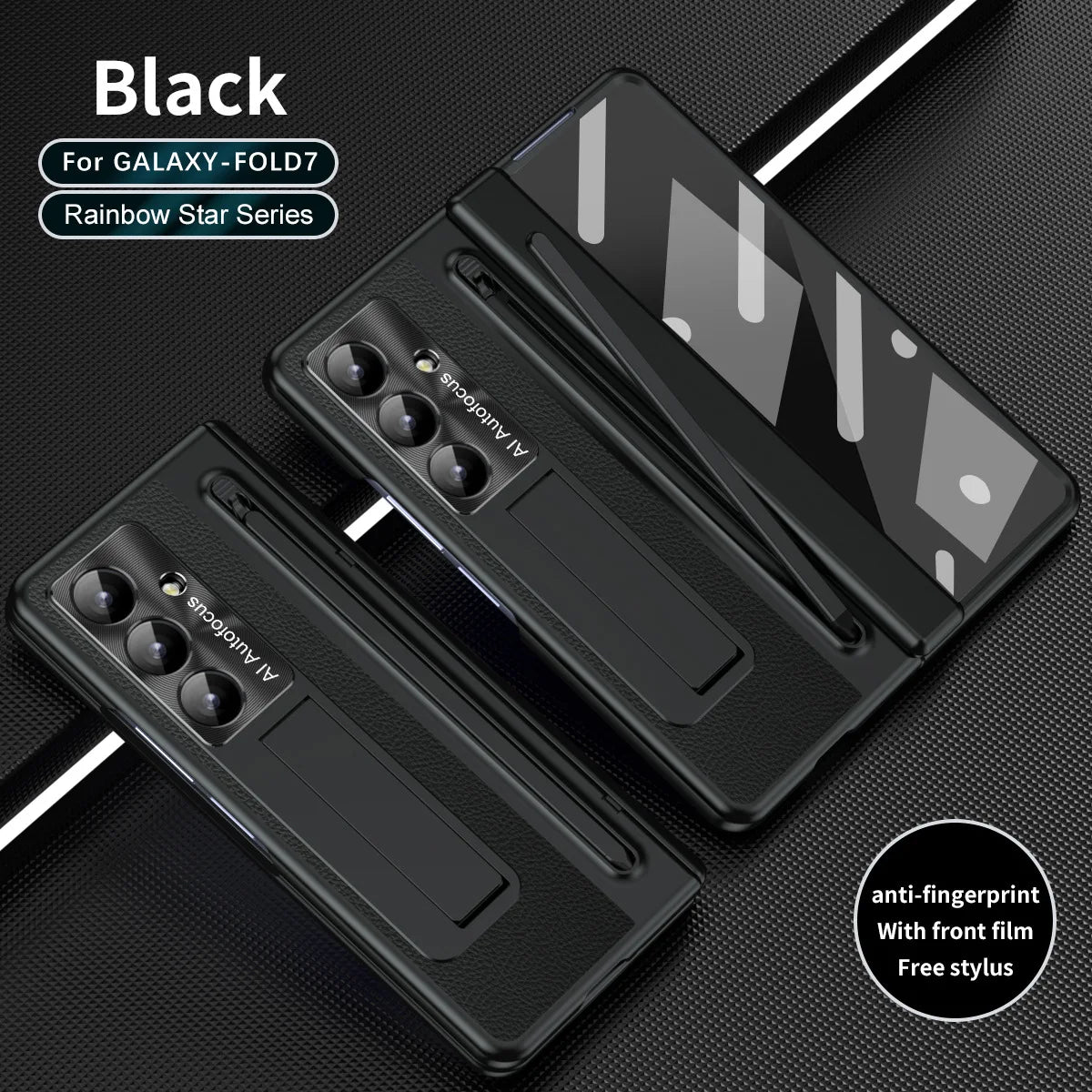 Stylus Pen Slot Bracket Phone Case for Samsung Galaxy Z Fold 7 Fold 6 5 4 Glass Film UV Electroplating Edge All-inclusive Cover