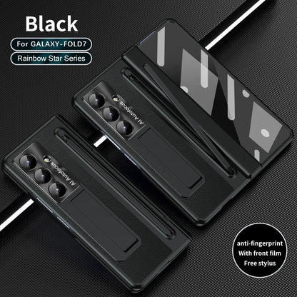 Stylus Pen Slot Bracket Phone Case for Samsung Galaxy Z Fold 7 Fold 6 5 4 Glass Film UV Electroplating Edge All-inclusive Cover