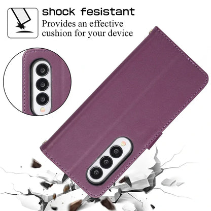 Crossbody Lanyard Zip Leather Wallet Card Phone Case for Samsung Galaxy Z Fold 7 6 5 4 3 Luxury Wrist Rope Flip Stand Cover Bag