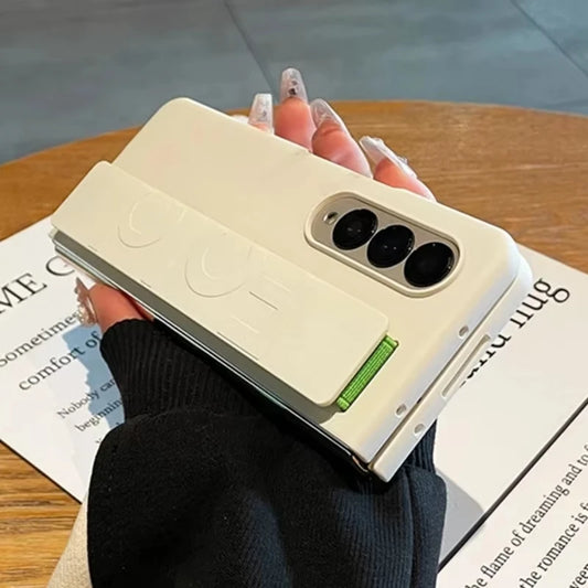 Luxury Wrist Strap Holder Phone Case For Samsung Z Fold 7 Cases Ultra Thin Matte PC Silicone Cover For Samsung Z Fold 6 5 4 3