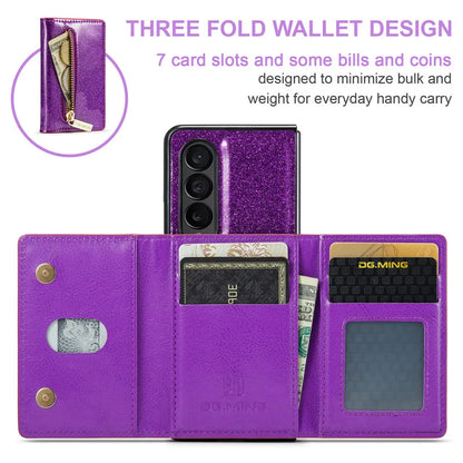 Glitter Magnetic Leather Zip Wallet Phone Case For Samsung Galaxy Z Fold 5 4 3