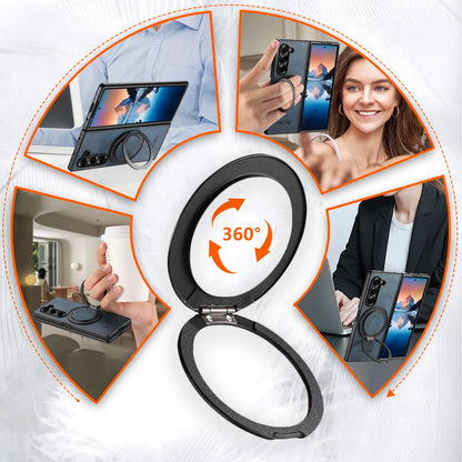 Oil Wax Leather Flip Phone Case for Samsung Galaxy Z Fold 7 Zfold6 5 Magnetic Wireless Charging Hardware Ring Bracket Back Cover