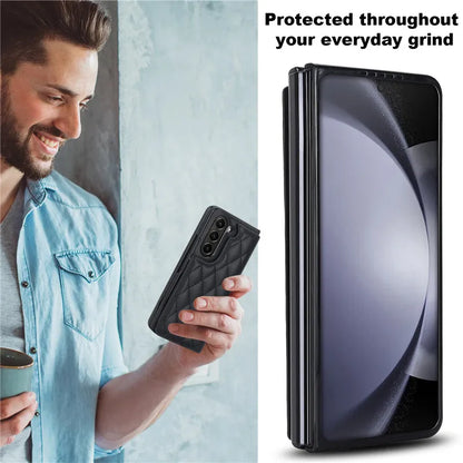 Leather Wallet Card Phone Case for Samsung Galaxy Z Fold 6 5 4 3 Fold6 Fold5 Fold4 Fold3 Shockproof Flip Stand Cover Hoesje Etui